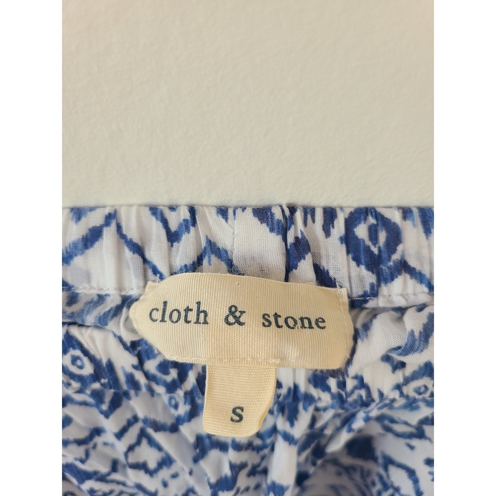 Cloth & Stone Charleston Off the Sholder Top Blue White Boho Size S Lightweight - Picture 5 of 7
